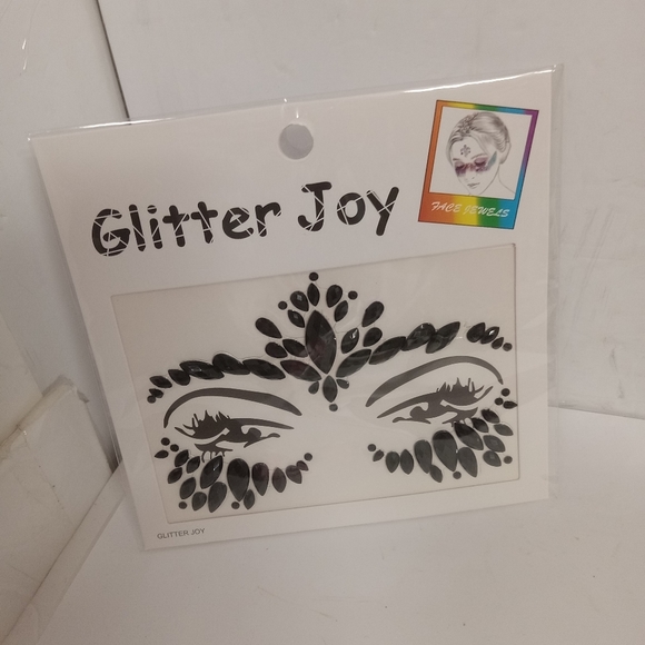 6 pks Glitter Joy Face Gem Jewels  Mask Black Rhinestones NEW - Picture 9 of 10